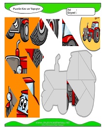 Puzzle Kes Yapıştır Çalışma Sayfaları